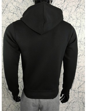 Vyriškas pašiltintas juodas džemperis su užtrauktuku