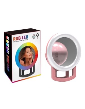 RGB LED minkšto žiedo lemputė ir veidrodis