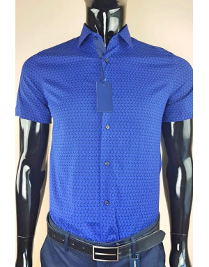 Vyriški tamsiai mėlyni marškiniai trumpomis rankovėmis